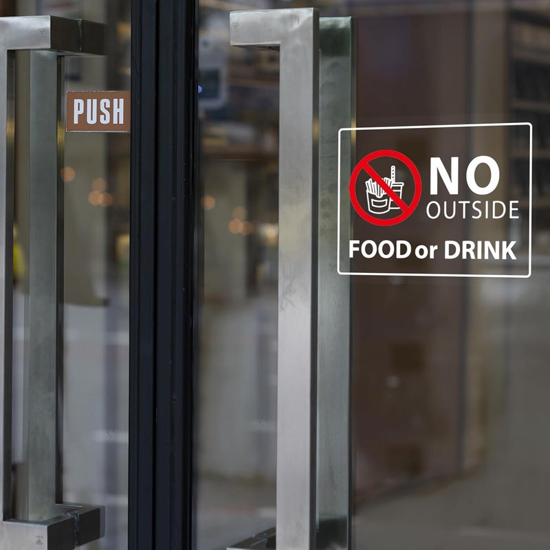 SnailGo No Outside Food or Drink Sign for Business Sign 10x8 Inch Sticker Vinyl Window Door Signs Waterproof UV Proof Decal 2 Pack - Image 4